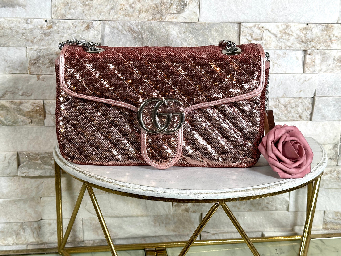 Mirror Bags- GG Pink Sequins Marmont Bag