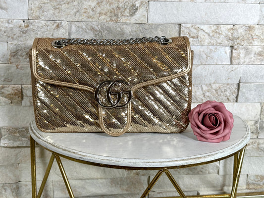 Mirror Bags- GG Gold Sequins Marmont Bag