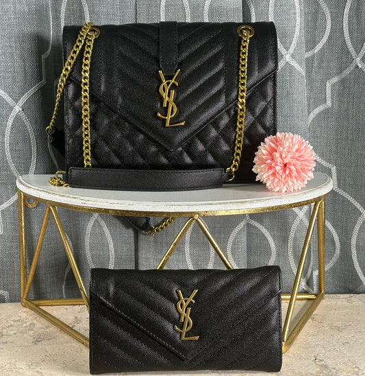 Mirror Bags- YS Gold and Black with wallet