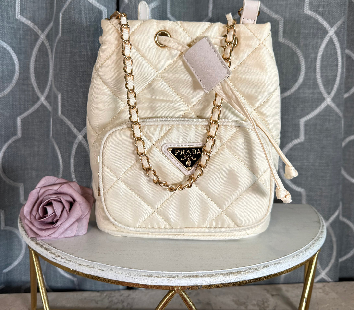 Clearance- Pra White Bucket Bag