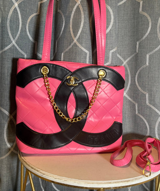 Clearance- CC Hot Pink and Black Tote