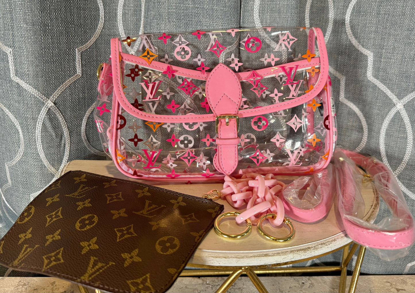 Clearance- Pink Clear Lulu Bag