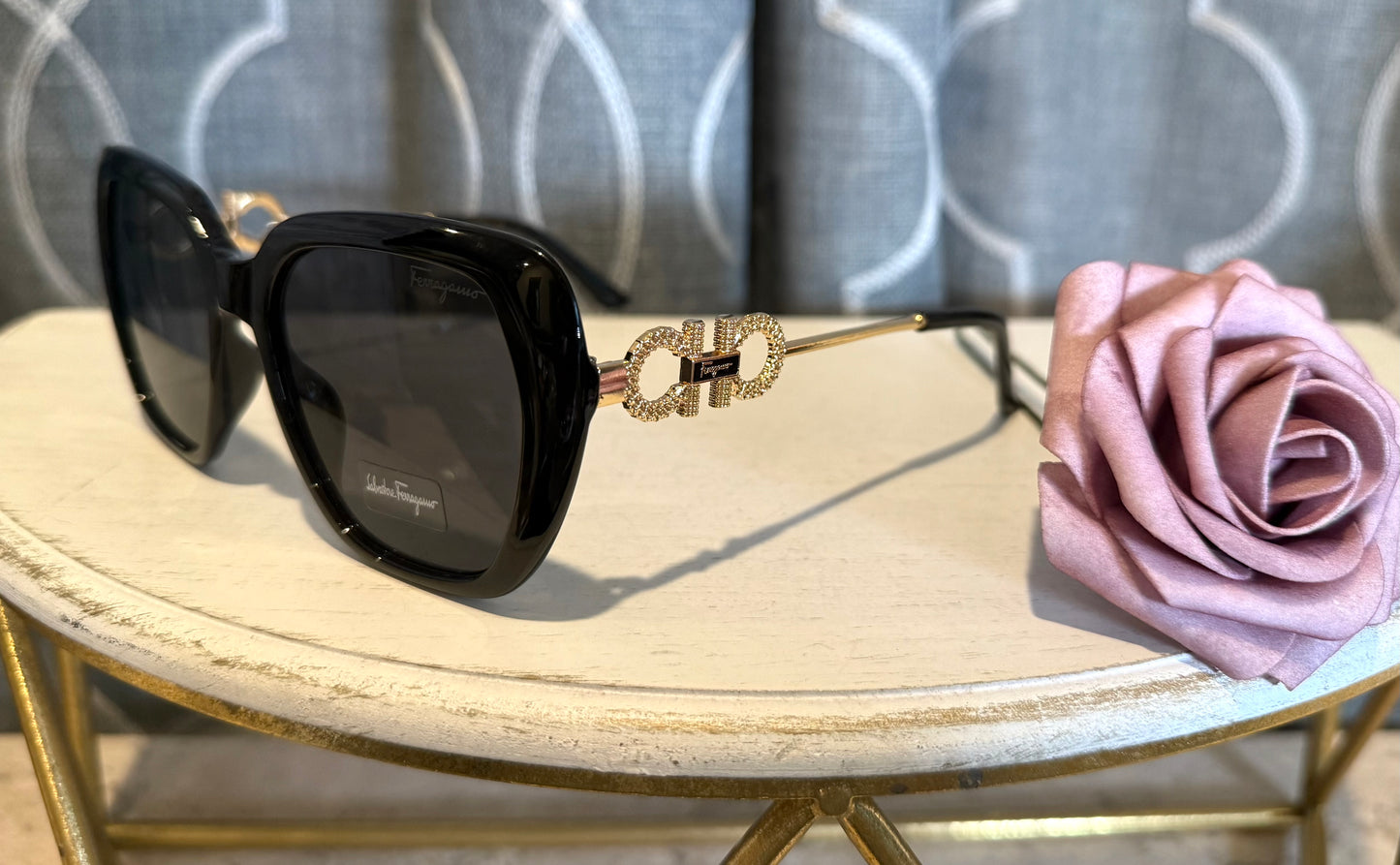 Luxury Sunglasses- Box 7-  Ferra Black and Gold