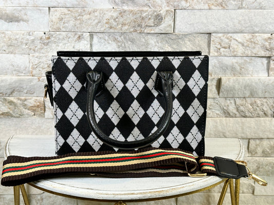 29 Argyle Black and Grey Bag