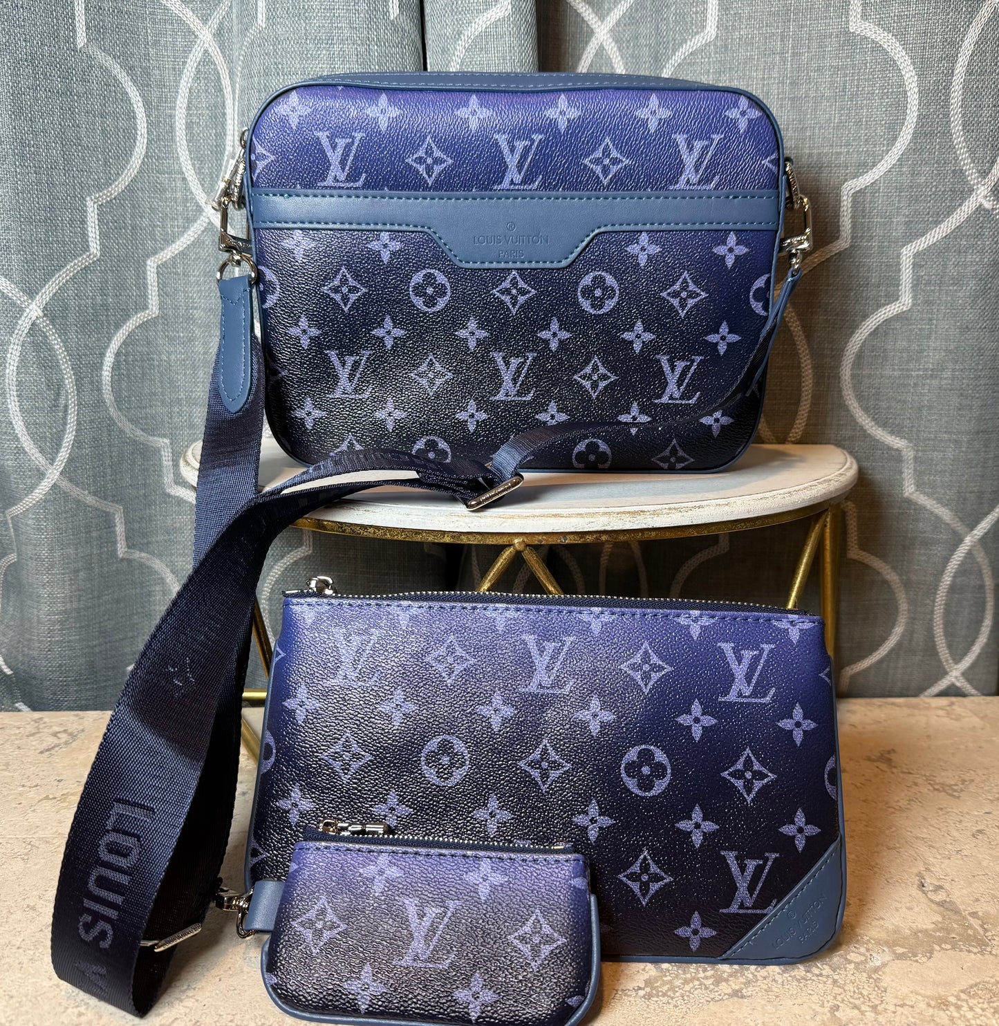 Mirror Bags-  Lulu Trio Messenger Bag Blue