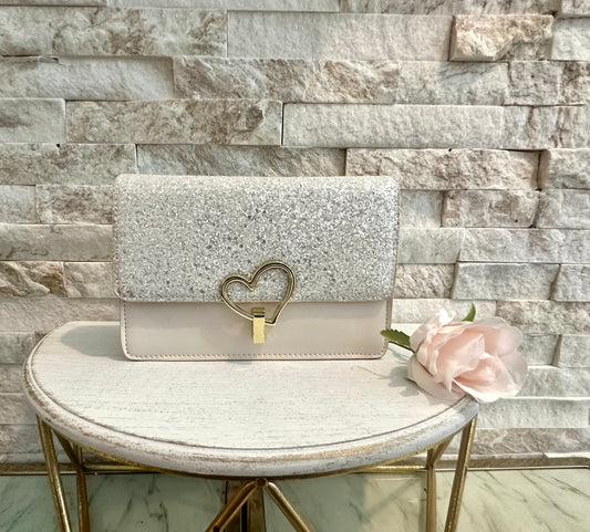 19 Off White Sparkle Heart Bag