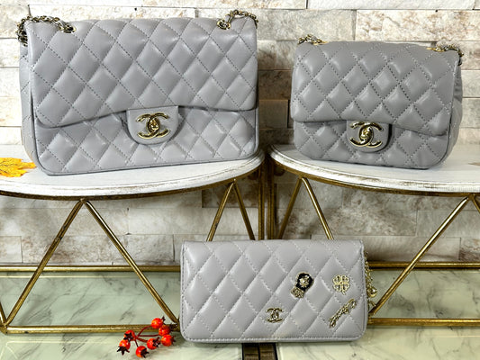 Fall New Arrivals- Mirror Bags- Grey CC 3 Piece Set