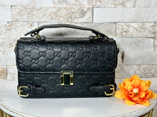 Mirror Bags- GG Embossed Black Bag