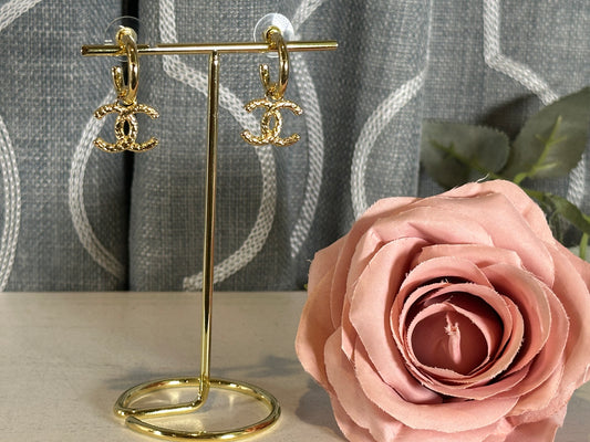 Luxury Earrings- CC Gild Dangle Hoops