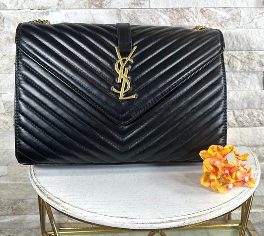 Fall Mirror- Black Chevron Leather YS Messenger Bag