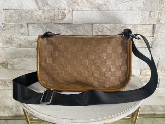 Checkered Tan Crossbody