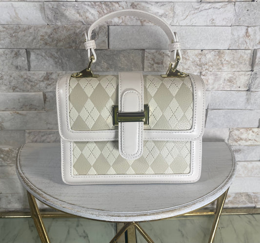 Argyle Cream and White Handbag