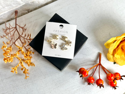 Earrings- CC Gold Butterfly Mini Set