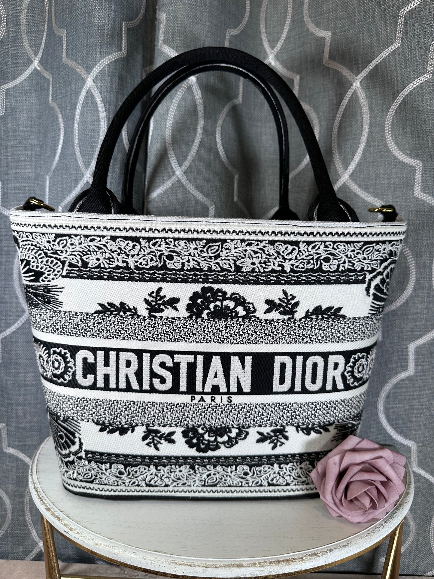 Mirror Bags- CD Black and White Basket Bag