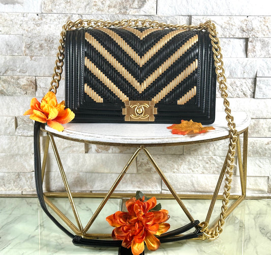 Mirror Bag- Chevon Gold and Black CC Bag