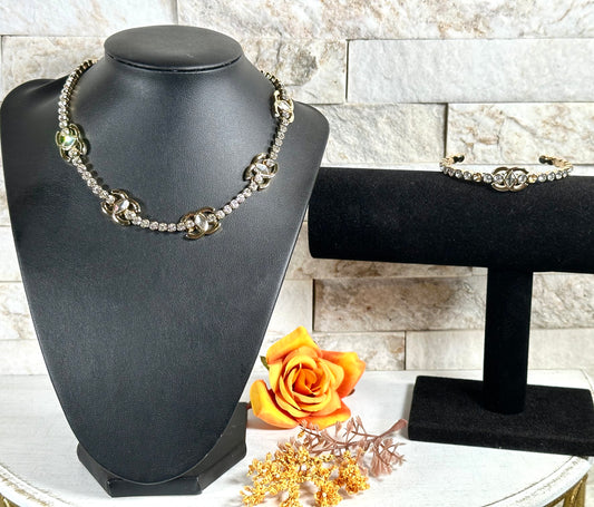 Jewelry Sets-  CC Rhinestone Set Gold