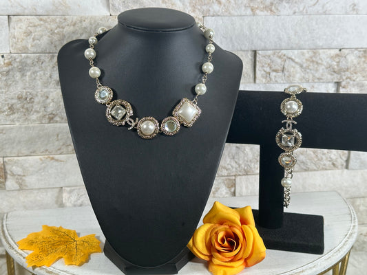 Jewelry Sets- CC Pearl Set Silver