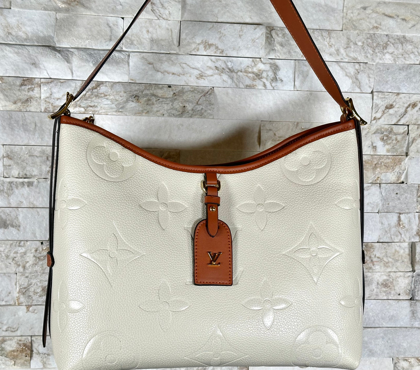 Mirror Bags- Lulu Beige and Brown Trim Carryall