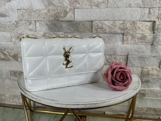 Yes White Soft Leather Quilt Bag