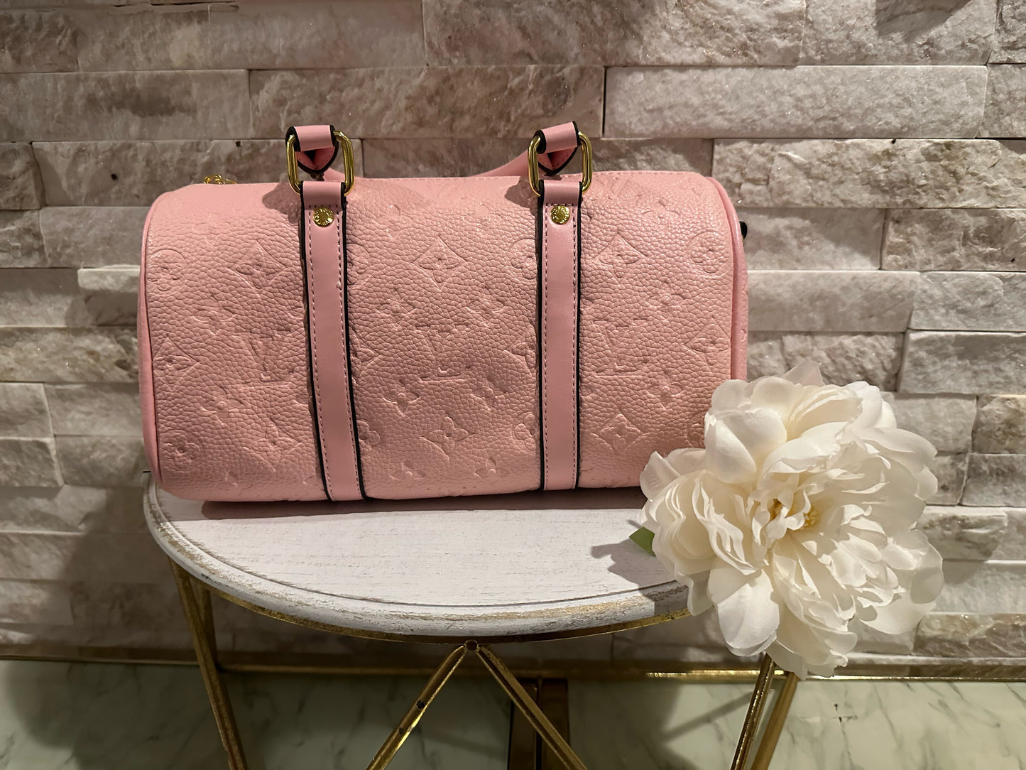 Pink Embossed Lulu Speedy Bag