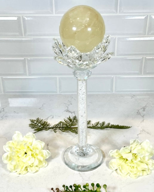 Glass Crystal Sphere and Votive Candle Holder (9.4 inch.)