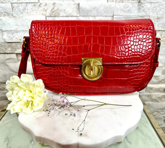 Red Snake Skin Design Shoulder/Crossbody Bag